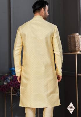 Gold faux banarasi embroidered kurta pajama 3