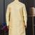 Gold faux banarasi embroidered kurta pajama and nehru jacket