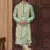 Green faux banarasi embroidered kurta pajama