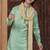 Green faux banarasi embroidered kurta pajama and nehru jacket