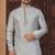 Grey faux banarasi embroidered kurta pajama and nehru jacket