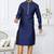 Blue faux banarasi embroidered kurta pajama and nehru jacket