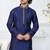 Blue faux banarasi embroidered kurta pajama and nehru jacket