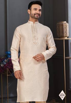 Fawn faux banarasi embroidered kurta pajama 2