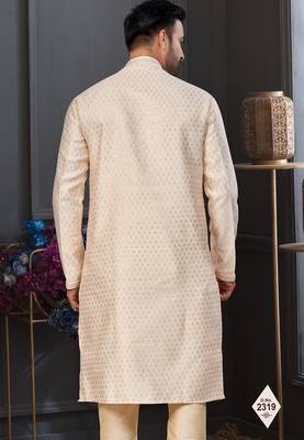 Fawn faux banarasi embroidered kurta pajama 3