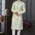 Green faux jacquard embroidered kurta pajama and nehru jacket