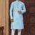 Blue faux banarasi embroidered kurta pajama and nehru jacket