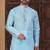 Blue faux banarasi embroidered kurta pajama and nehru jacket
