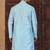 Blue faux banarasi embroidered kurta pajama and nehru jacket
