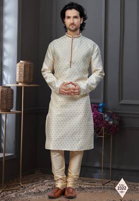Fawn faux banarasi embroidered kurta pajama 1
