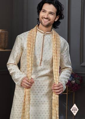 Fawn faux banarasi embroidered kurta pajama 2