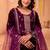 Purple color velvet embroidery work wedding wear salwar suit