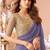 Light indigo georgette saree with heavy embroidered blouse and designer lace border  for weddings, festive