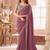 Wine georgette saree with heavy embroidered blouse and designer lace border  for weddings, festive, special occasions
