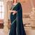 Teal georgette saree with heavy embroidered blouse and designer lace border  for weddings & special occasions