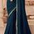 Teal georgette saree with heavy embroidered blouse and designer lace border  for weddings & special occasions