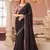 Dark wine georgette saree with heavy embroidered blouse and designer lace border  for weddings & special occasions