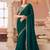 Green georgette saree with heavy embroidered blouse and designer lace border  for weddings, festive celebrations