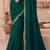 Green georgette saree with heavy embroidered blouse and designer lace border  for weddings, festive celebrations