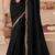 Black georgette saree with heavy embroidered blouse and designer lace border  for weddings, festive celebrations