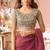Dark pink georgette saree with heavy embroidered blouse and designer lace border  for weddings & special occasions