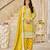 Yellow organza crush semi stitched suit with embroidery work