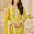 Yellow organza crush semi stitched suit with embroidery work