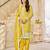 Yellow organza crush semi stitched suit with embroidery work