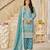 Aqua blue organza crush semi stitched suit with embroidery work