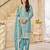 Aqua blue organza crush semi stitched suit with embroidery work