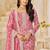 Pink organza crush semi stitched suit with embroidery work