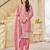 Pink organza crush semi stitched suit with embroidery work