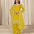Yellow roman silk semi stitched suit with embroidery & real mirror work