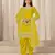Yellow roman silk semi stitched suit with embroidery & real mirror work