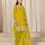 Yellow roman silk semi stitched suit with embroidery & real mirror work