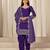 Purple roman silk semi stitched suit with embroidery & real mirror work