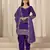 Purple roman silk semi stitched suit with embroidery & real mirror work