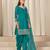 Turquoise roman silk semi stitched suit with embroidery & real mirror work