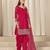 Red roman silk semi stitched suit with embroidery & real mirror work