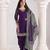 Purple roman silk semi stitched suit with embroidery & real mirror work