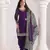 Purple roman silk semi stitched suit with embroidery & real mirror work