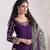 Purple roman silk semi stitched suit with embroidery & real mirror work