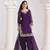 Purple roman silk semi stitched suit with embroidery & real mirror work
