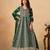 Green faux georgette semi stitched anarkali suit with heavy embroidery work
