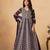 Wine faux georgette semi stitched anarkali suit with heavy embroidery work