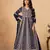 Navy blue faux georgette semi stitched anarkali suit with heavy embroidery work