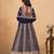 Navy blue faux georgette semi stitched anarkali suit with heavy embroidery work