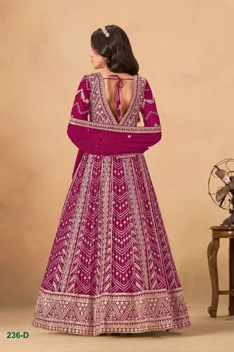 Rani pink faux georgette anarkali suit with heavy embroidery 