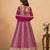 Rani pink faux georgette semi stitched anarkali suit with heavy embroidery work