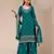 Teal green georgette suit with heavy embroidery 